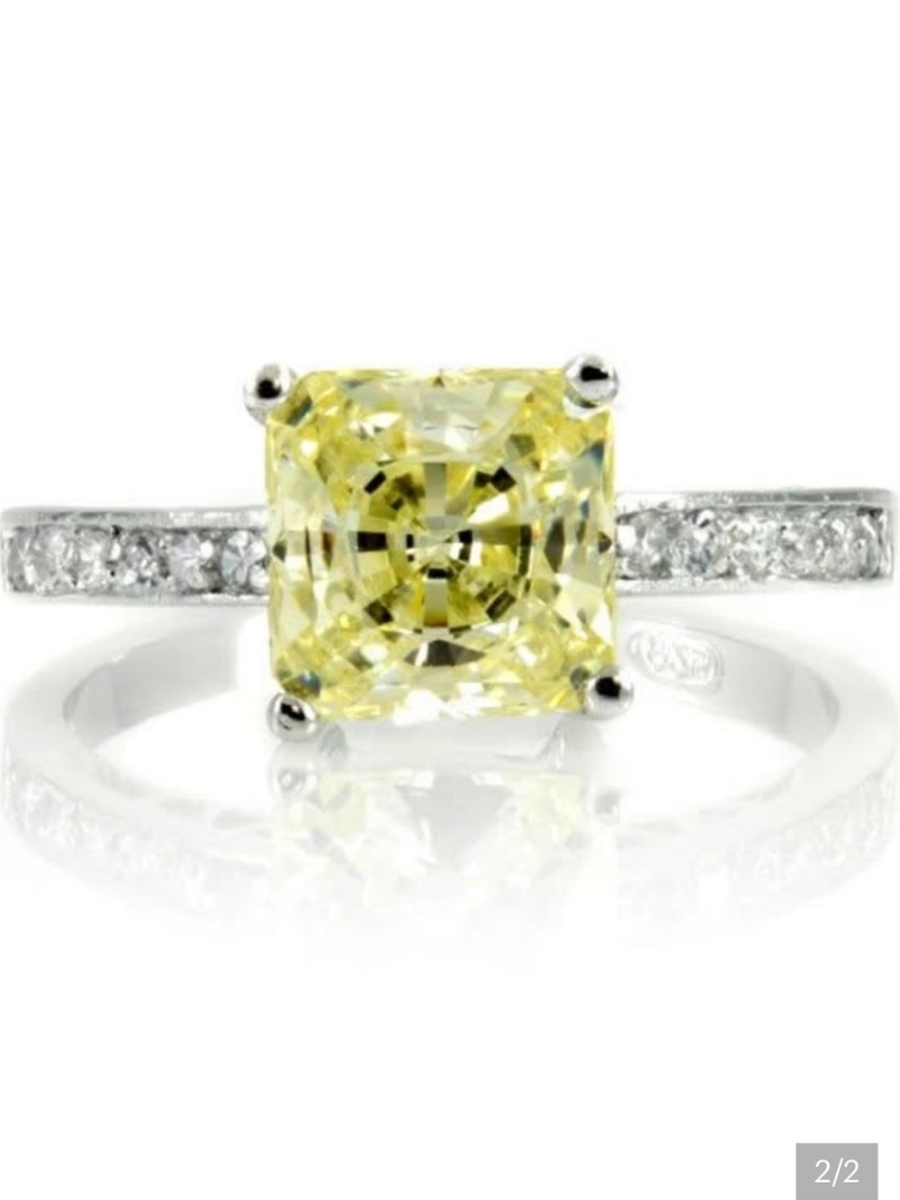 2.7ct Princess Cut Canary Cz Diamond Anniversary Engagement Ring sterling Silver
